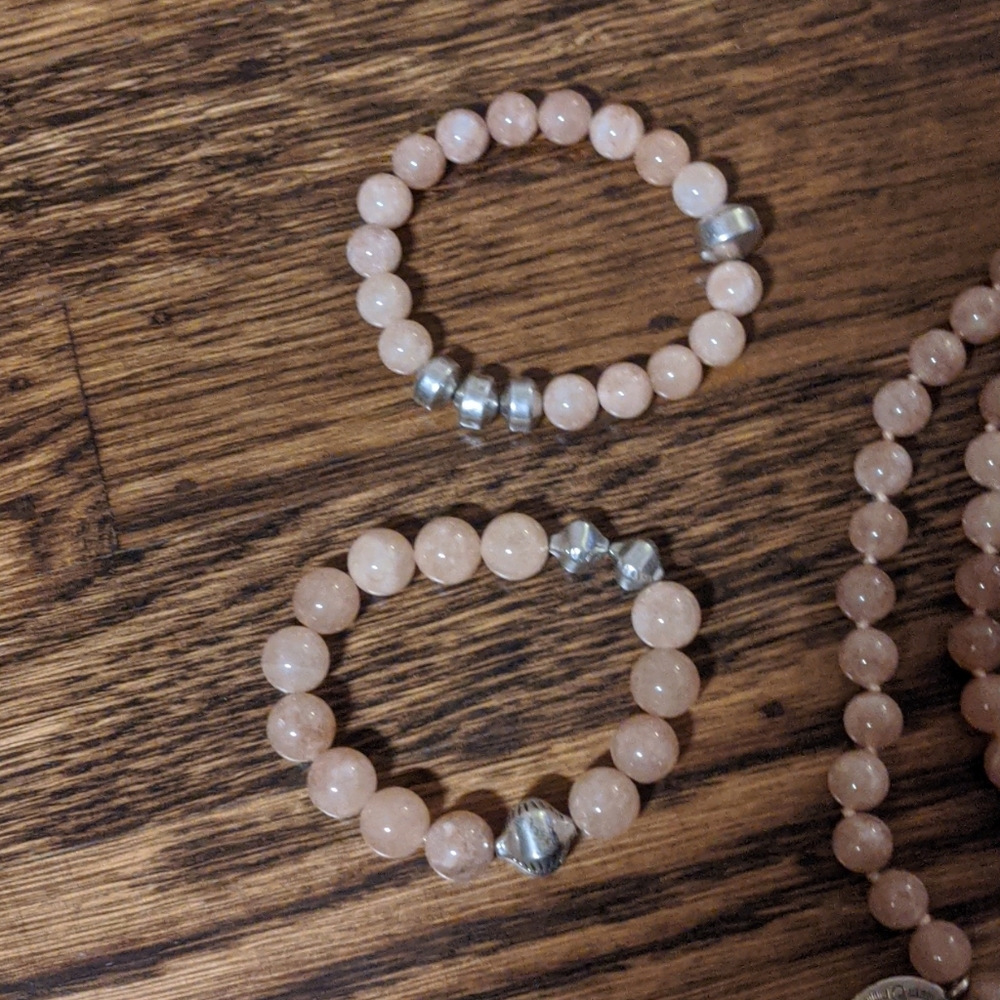 Rose Quartz necklace and 2 bracelets - Picture 3 of 8